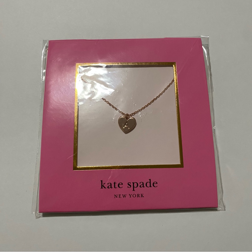 Kate Spade Rose Gold Heart Necklace (Letter A Initial)